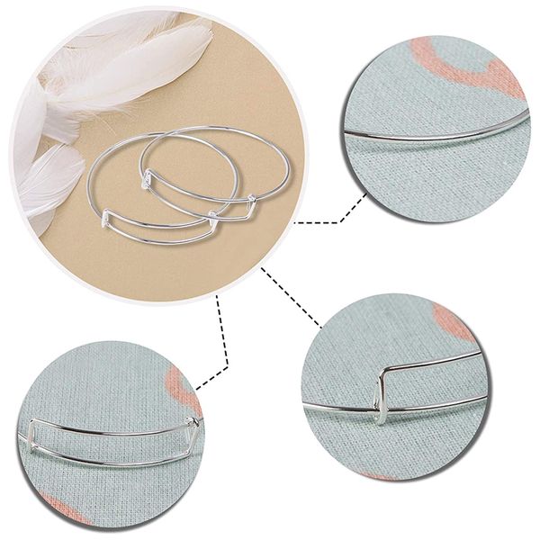 

75 pcs expandable bangle blank bracelets metal adjustable wire bracelets for women jewelry making, silver color, Golden;silver