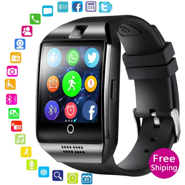 

bluetooth smart watch q18 with camera facebook whatsapp twitter sync sms smartwatch support sim tf card for ios android