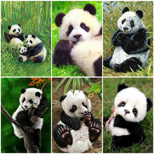 

wall art paint by number canvas painting kits panda handpainted gift diy unframe coloring by numbers animal decoration wall art