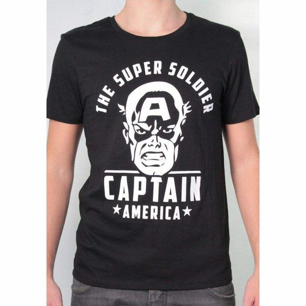 

da uomo con licenza captain america super soldato t shirt nera, White;black