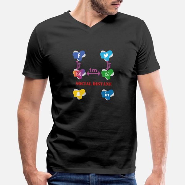 

funny social distance of social network t shirt men design short sleeve s-xxxl cool fit new style summer family shirt