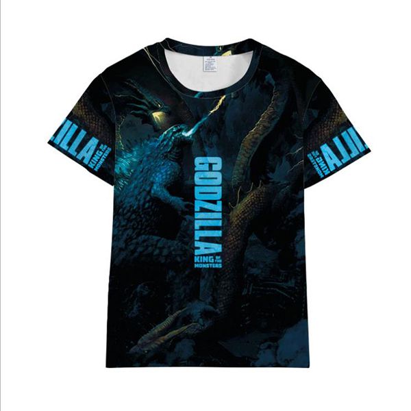 

new man designers clothes 2020 men's fashion t-shirt 3d monster godzilla print men s clothing summer high-quality t shirt women tee 333, Black