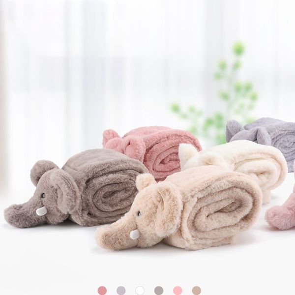 

toddler kids winter thicken plush loophole collar scarf solid color cute elephant toy decor wrap around neck warmer neckerchief, Blue;gray