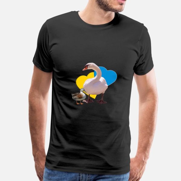 

love swan duck t shirt men print tee shirt round neck basic solid cute building spring autumn family shirt