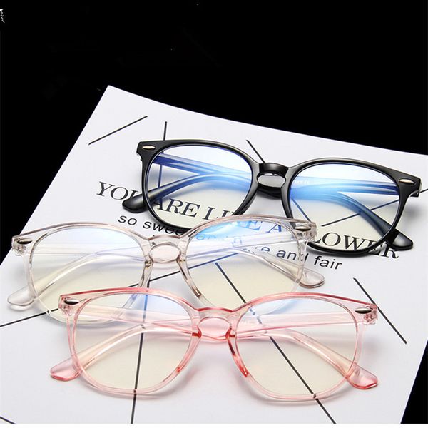 

vwktuun anti blue light women round eyeglasses frame mens optical glasses frame retro rivet transparent color glasses, Black