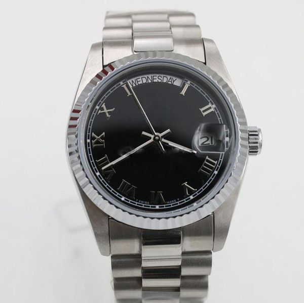 

2020 new christmas gift automatic king watch movement man stainless steel 40mm golden case black dial mens wristwatch, Slivery;brown