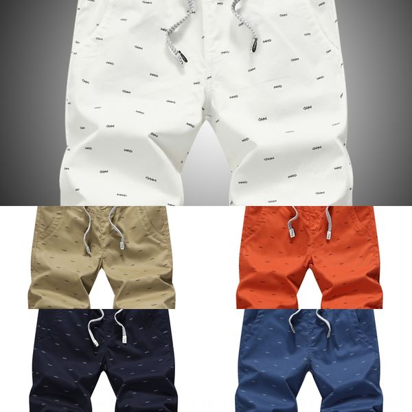 

summer men's student casual fishbone printed slim all-match trendy casual pants and shorts shorts cotton summer pants d5dwa, Blue