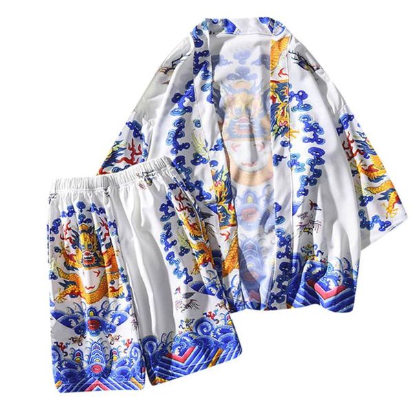 

jaycosin suits summer lovers individuality print blouse kimono spring clothing suit with pants cotton linen shirts 604, Gray
