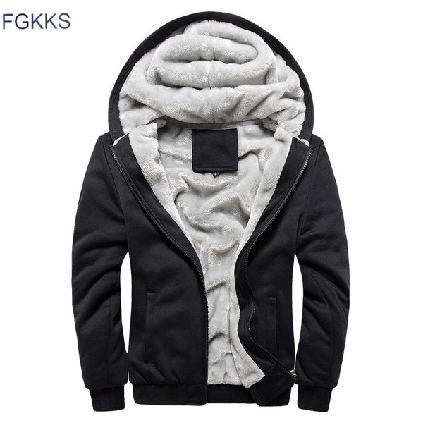 

fgkks fashion brand sweatshirts mens 2020 winter thicken hoodie men hoodies sweatshirt men zipper coats sudadera hombre cx200826, Black
