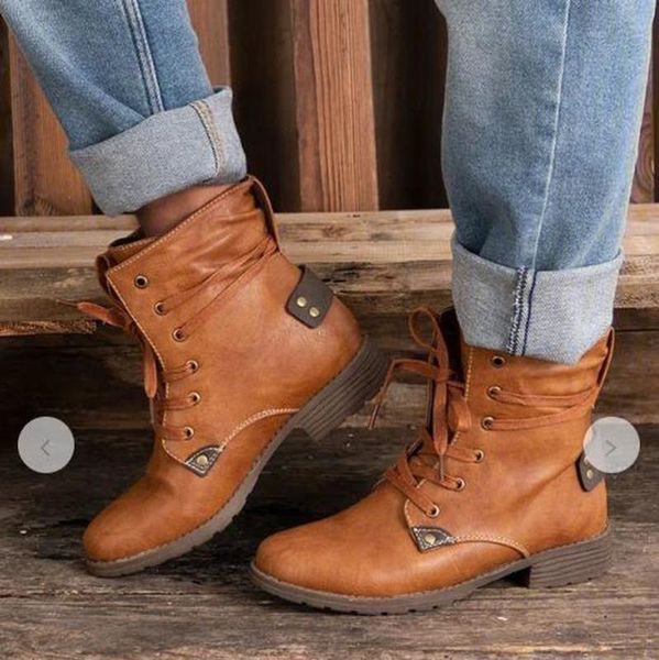 

women ankle boots chaussure low heels pumps short booties plus size vintage pu leather shoes woman zapatos mujer sapato d1975, Black