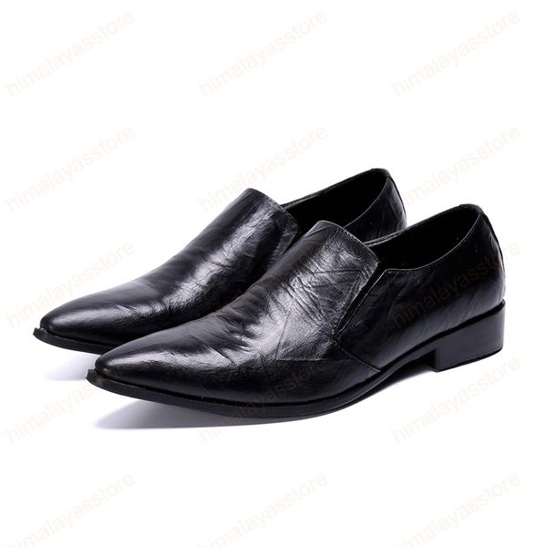 Erkekler Gerçek Deri Siyah Oxfords Ayakkabılar üzerine Bussiness Ofisi Sivri Burun İngiliz Tarzı El Yapımı Slip, Ayakkabı