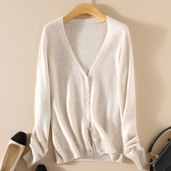 

spring and autumn knit cardigan women's short coat cardigan v-neck solid color large size sweater, White