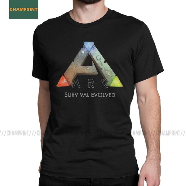 

men t-shirt ark survival evolved funny pure cotton tee shirt short sleeve t-rex game dinosaur t shirt crew neck clothes gift