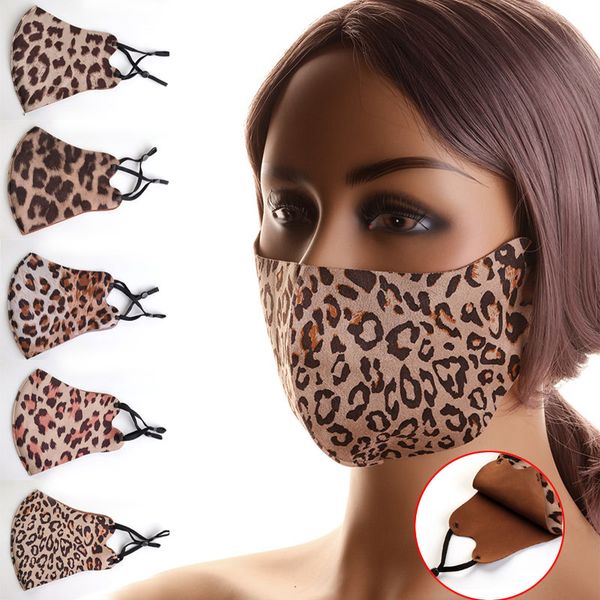 

leopard print suede black mask adjustable sunscreen mask fashion three-dimensional washable reusable face mask