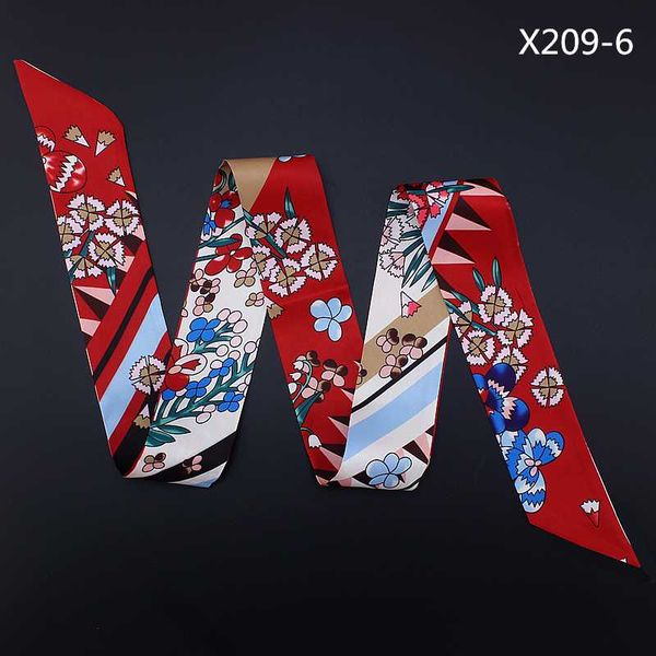 

120cm*5cm twill silk small long woman scarf cartoon flower printed fashion headband bag ribbon for ladie tie ing, Blue;gray