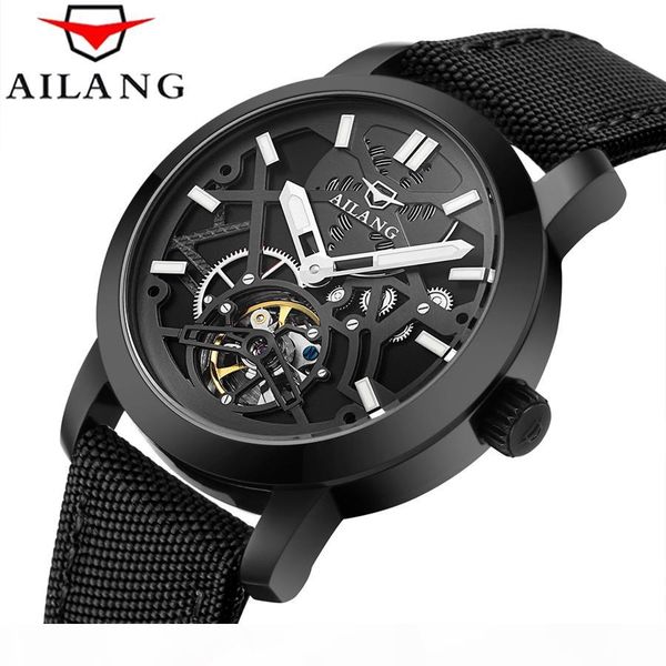 

ailang 2017 casual sport series waterproof automatic men wrist watch mechanical transparent skeleton watches, Slivery;brown