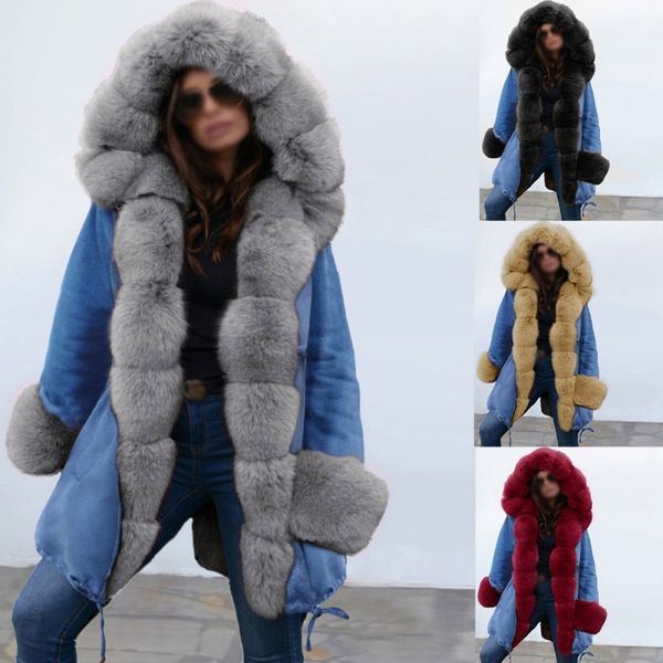 

women special offer winter faux fur faux sheepskin coats keep super warm with fur collars slim female plus size, Black