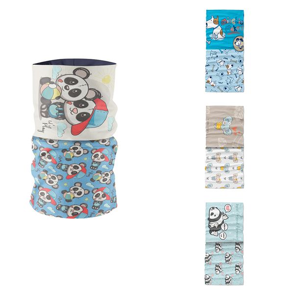 

novelty creative women ring scarf anime cartoon dog panda pattern kerchief pink blue neck gaiter mask headdress bicycle headband, Blue;gray