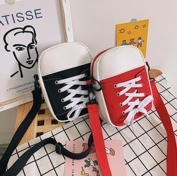 

students canvas shoulder bags shoelaces bind crossbody causal cool girl new style canvas bag