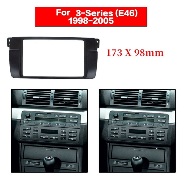 

car audio 2 din radio fascia for e46 3 series stereo panel dvd adaptor refitting dash frame 173x98mm