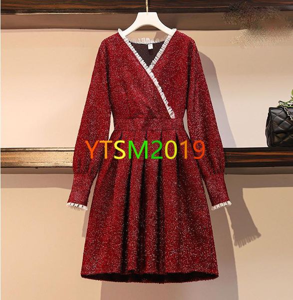 

tweed dress homespun skirt fancy suiting petticoat women's simple pullover long sleeve v-neck bright silk dresses, Black;gray