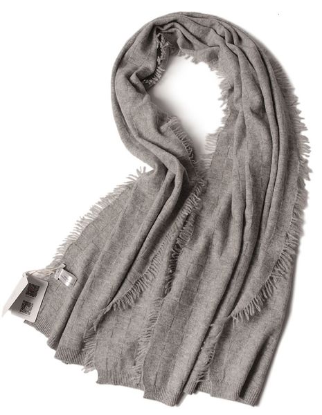 

100%cashmere women's fashion big scarf shawl pashmina dark plaid grade beige 3color 60x180cm, Blue;gray