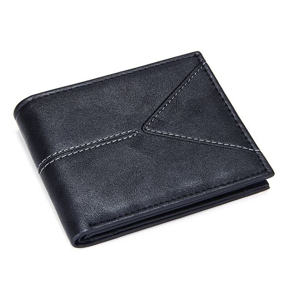 

mens leather short bifold wallet slim card holder slot casual billfold with coin purse pu leather business fashion small wallets, Red;black