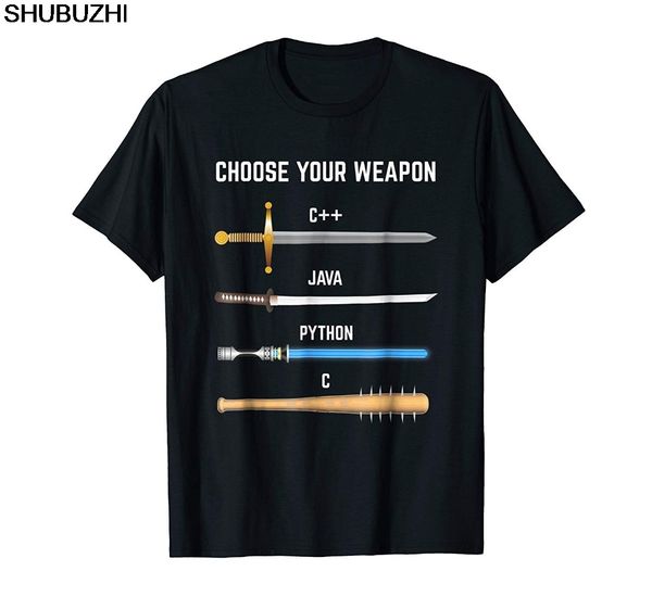

summer cotton short sleeve plus size funny programmer choose your weapon t-shirt gift for devs t shirt