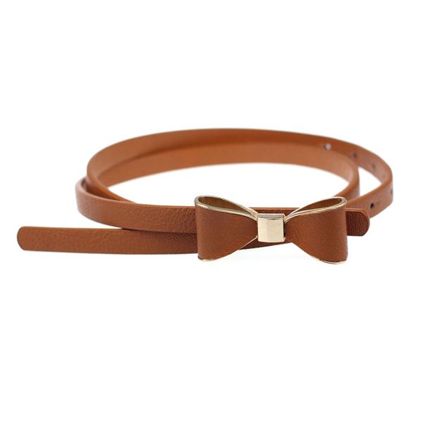 

women candy belt pu leather skinny butterfly bow waist belt dor dress ladies narrow thin waistband dress accessories #t5p, Black;brown
