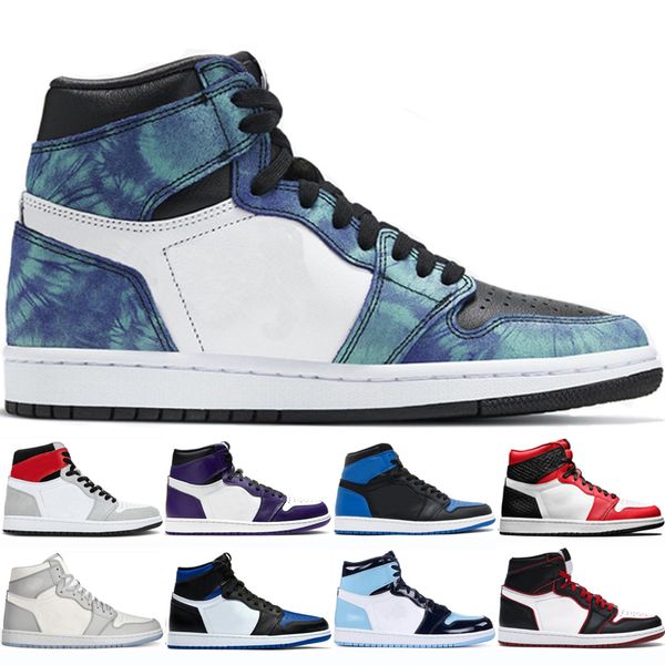 

1s basketball shoes jumpman og high 1 wmns tie-dye unc court purple obsidian game royal turbo green twist union sneakers trainers