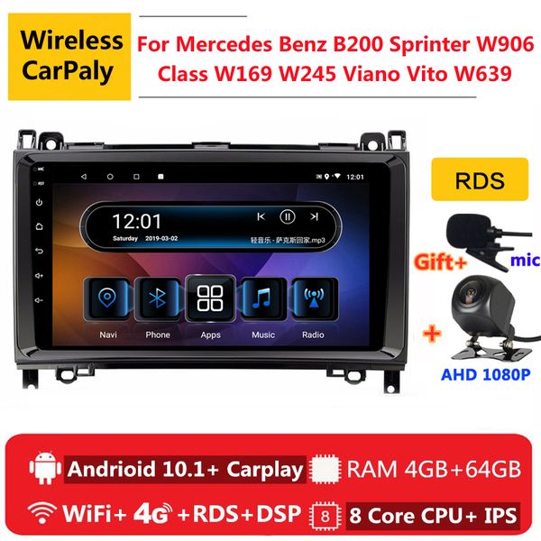 

8 core android 10 car radio dvd multimedia player gps for b200 a b class w169 w245 viano vito w639 sprinter w906 car dvd