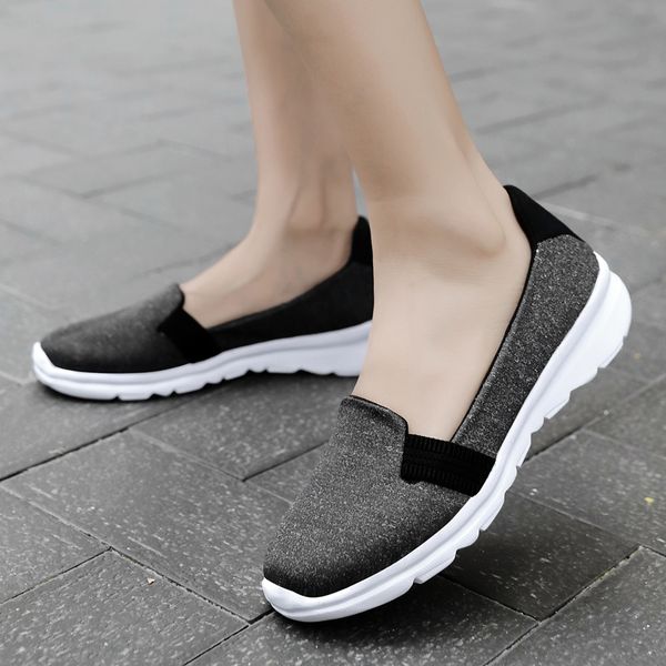 

womens flats breathable canvas sneakers comfort walking shoes women loafers casual fashion tenis female sneakers zapatos mujer, Black