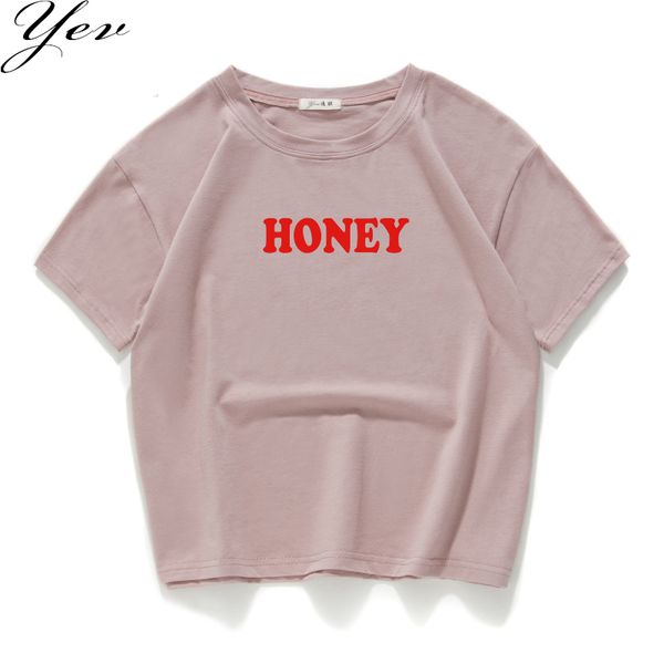 

loose crop summer women ladies tee shirts casual t-shirt honey 100% cotton tshirt women clothes poleras de mujer