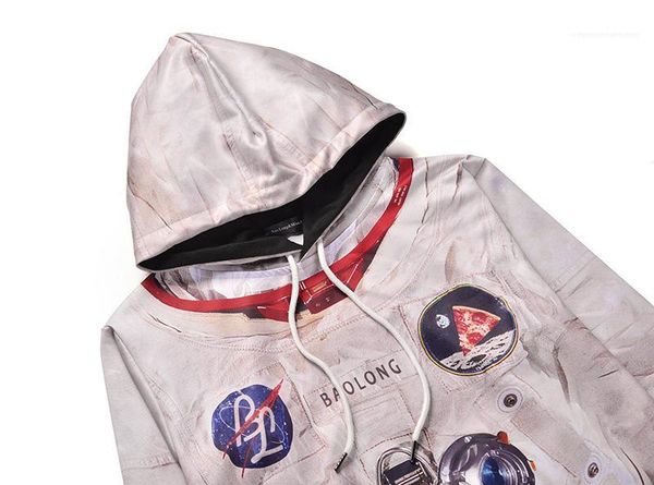 

cool fashion sweatshirts plus size pullovers astronaut 3d printed spring hoodie men women eu size, Black