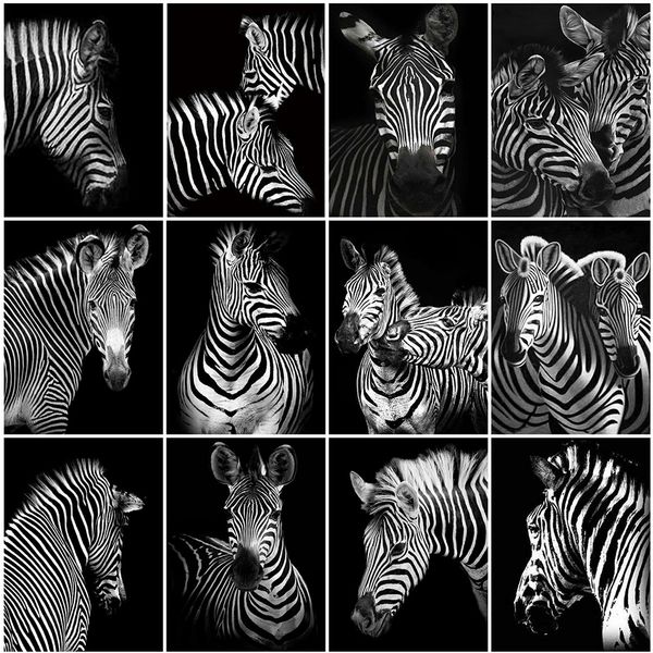 

evershine diamond embroidery zebra 5d diy diamond painting full square drill black white animal cross stitch kit home decoration