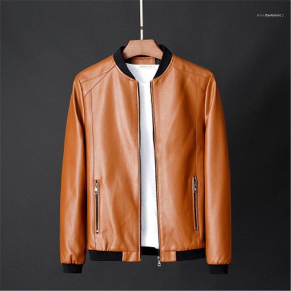 

teenage boys coats men genuine leather jacket zipper pockets fashion designer new autumn slim short male moto cow leather jacket biker, Black