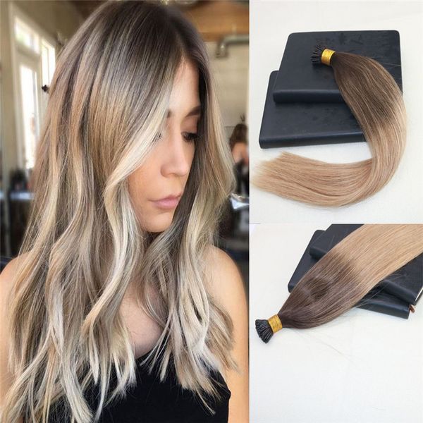 100% Virgin Brasilian Hair Human Hair I-Tip Prebonded Hair Extensions Doppi Disegnati Keratin Stick Fusion Remy Capelli Estensioni I Suggerimento