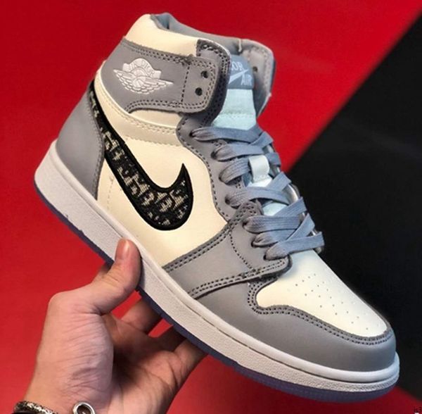 

is3 jumpman sports basketball shoes a j 1high low sneakers men women gray white trainers shoes chaussure