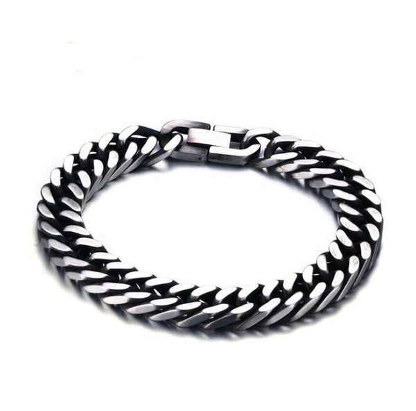 

hip hop fashion stainless steel men bracelet chain link tennis chain cubin link bar 2020 body jewelry christmas gift wholesale, Black