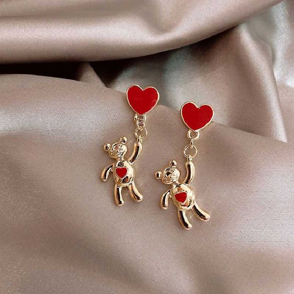 

fashion women jewerly love heart earrings for women 2020 jewelry lovely punk red tassel girl earrings party earring gifts, Silver