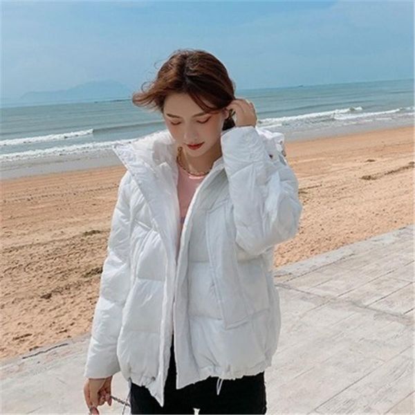 

ladies glossy down jacket fashion trend long sleeve hooded coats winter designer female zipper thick solid color keep warm short outerwear, Black;brown