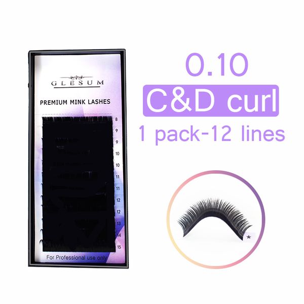 

glesum 0.10cd 8-15 length 12 rows individual lashes, beauty lash, synthetic eyelashes with super soft mink lash extension