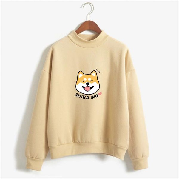 

women harajuku hoodies fleece autumn kawaii cute japanese anime shiba innu pullover kpop sweatshirt moletom sudadera mujer, Black