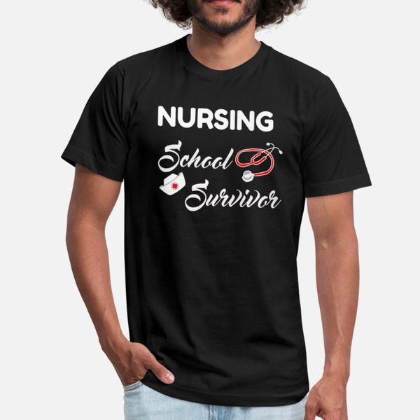 

nursing school survivor nursing school graduation t shirt men designer cotton round collar cool sunlight authentic summer leisure shirt