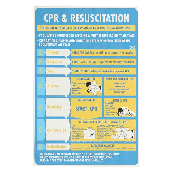 

first aid safety sign sticker compliant resuscitation chart plastic cpr