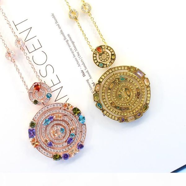 

2019 fashion brand jewelry for women wedding jewellery accessories lady spin round pendant necklace gold plated, Silver