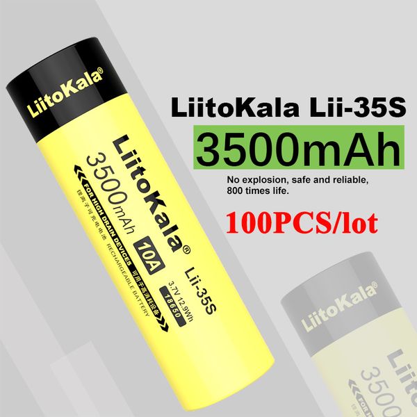 100шт LiitoKala 18650 Батарея Lii-35S 3.7V литий-ионная 3500mAh 10A аккумулятор разряда питания для устройств с высоким энергопотреблением