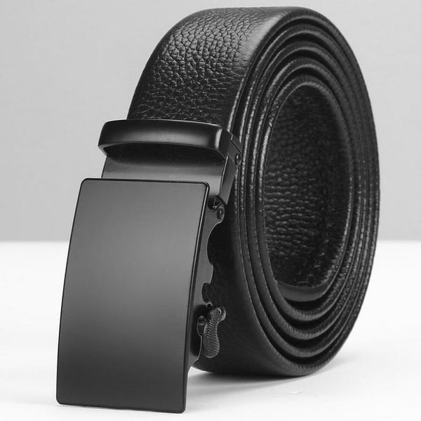 

luxury men's belt fashion zinc alloy automatic buckle head layer leather belt youth middle-aged casual business men's jeans, Black;brown