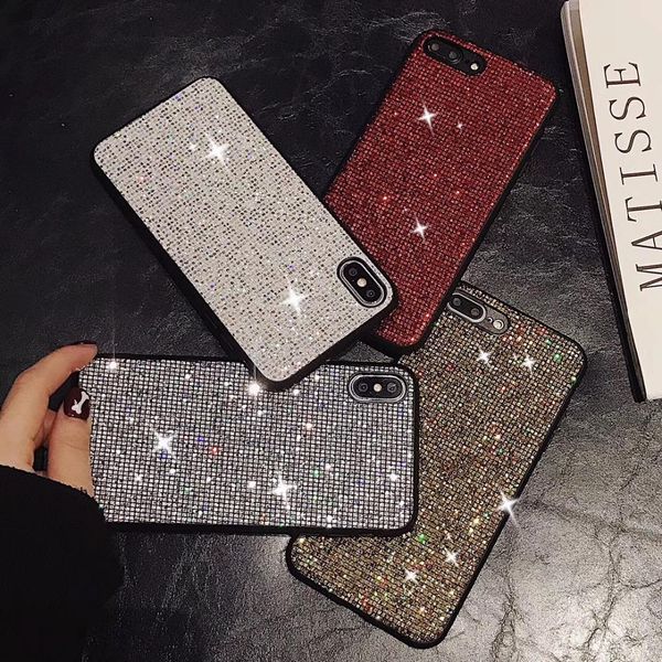 

cgjxsfor iphone 6 6s 7 8 plus case luxury glitter bling soft tpu silicone case for iphone x xr xs max rhinestone back cover coque