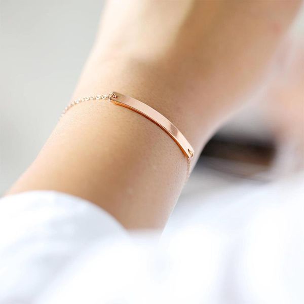 

link, chain custom lettering charm bracelets for women gold steel stainless korean wristband fashion jewelry friends gift, Black